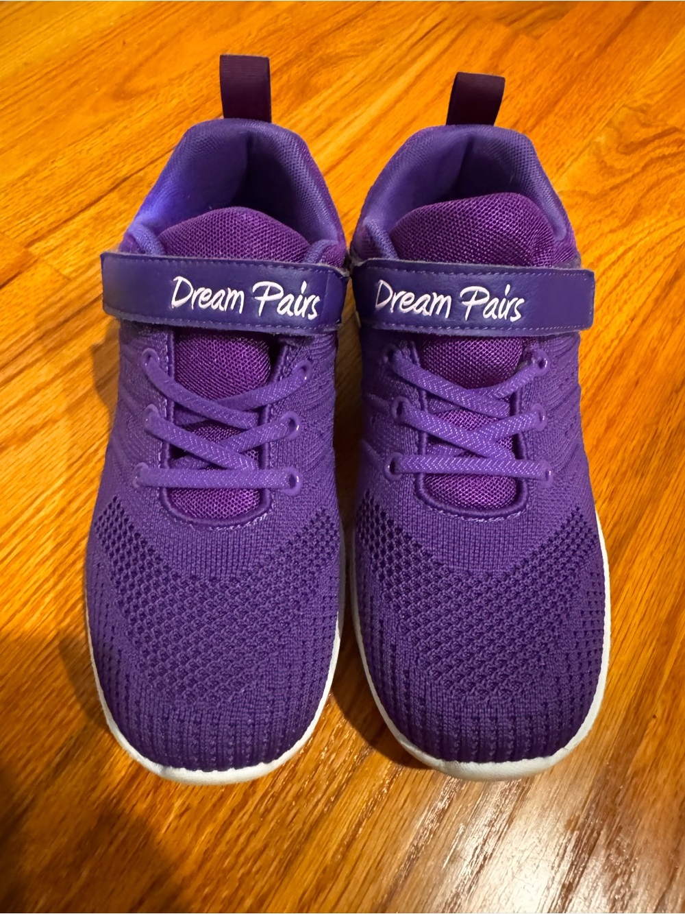 Dream Pairs Kids Purple Knit Hook-and-Loop Sneakers kids size 5
